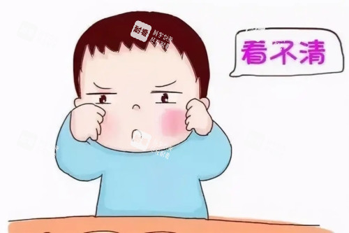 眼睛近視看不清卡通圖